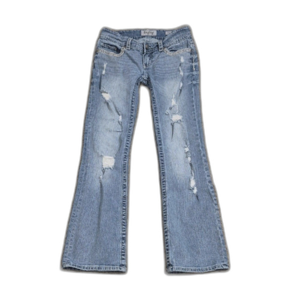 Daytrip Jeans 29 R Leo Bootcut Distressed Embroidered Back Flap Pockets - Picture 2 of 9